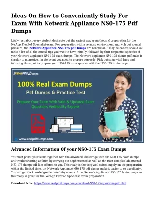 Polish Your Skills With all the Enable Of NS0-175 Pdf Dumps