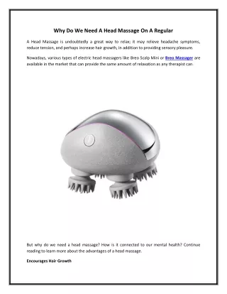 Why Do We Need A Head Massage On A Regular Basis