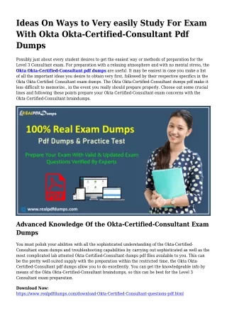 Sustainable Okta-Certified-Consultant Dumps Pdf For Remarkable Consequence