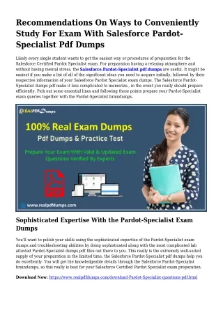 Polish Your Capabilities With the Help Of Pardot-Specialist Pdf Dumps