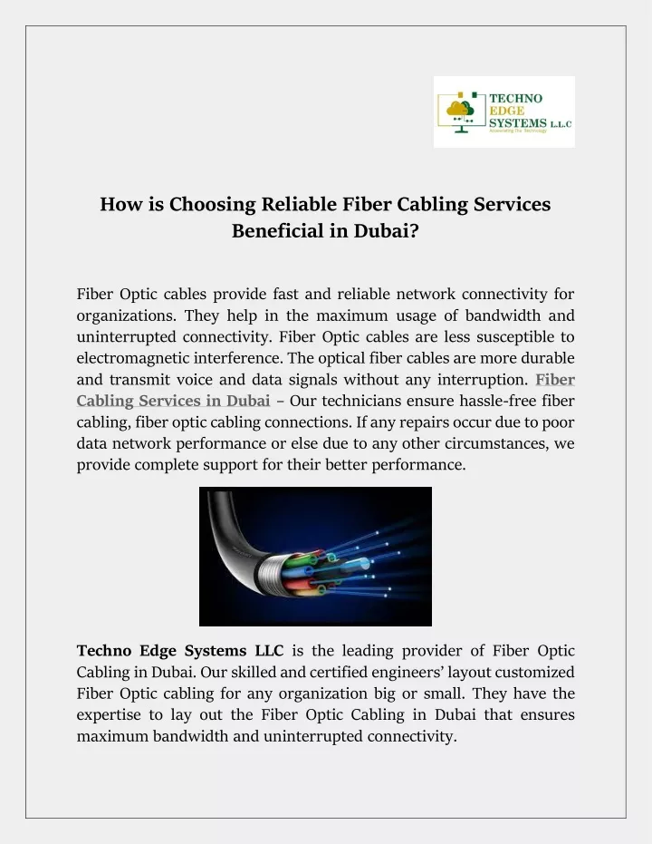 how is choosing reliable fiber cabling services