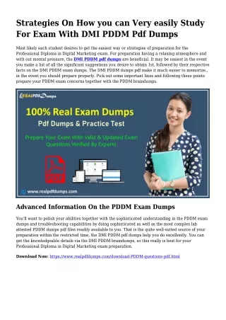 Valuable Planning By the Help Of PDDM Dumps Pdf