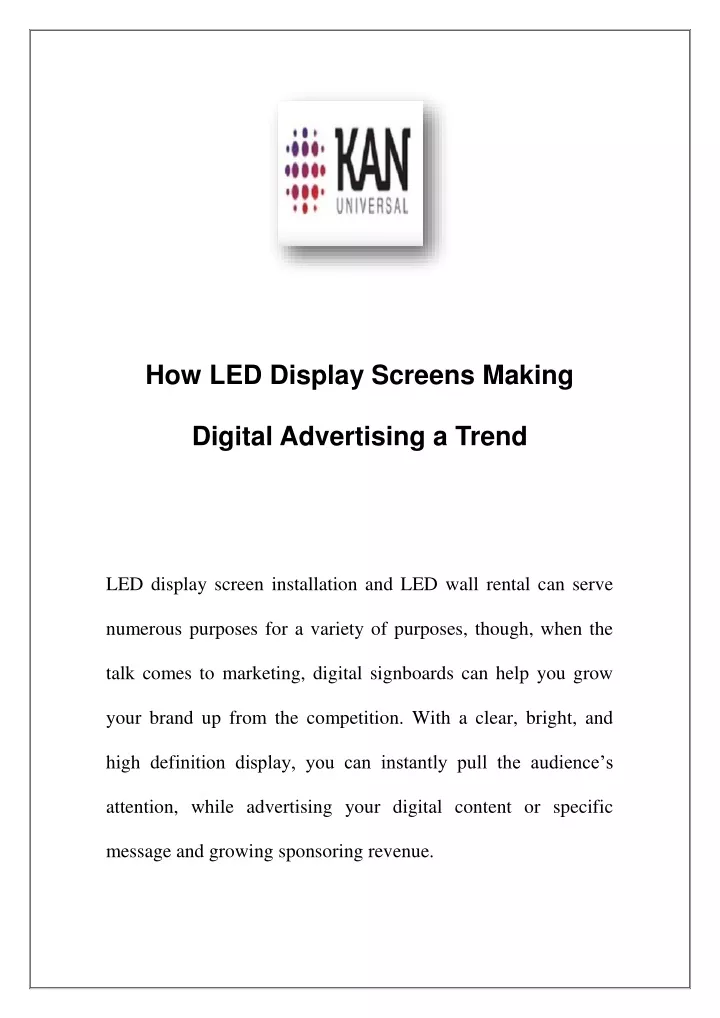 how led display screens making