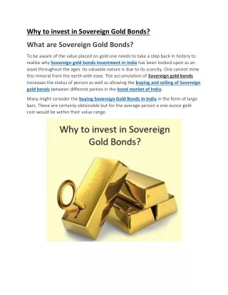 why to invest in sovereign gold bonds