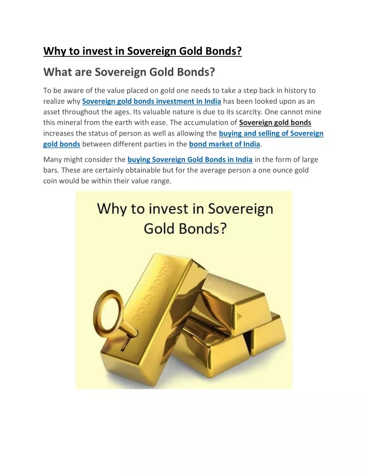 why to invest in sovereign gold bonds