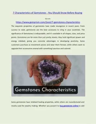 7 characteristics of gemstones you should know