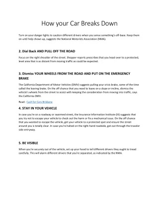 How your Car Breaks Down