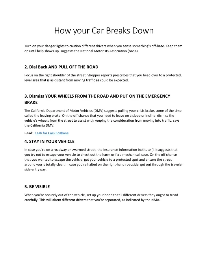 how your car breaks down