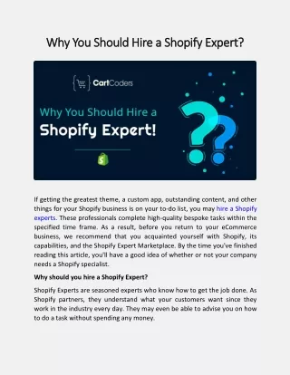 Why You Should Hire a Shopify Expert