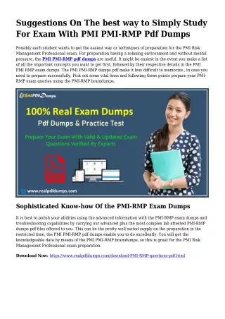 Polish Your Abilities With all the Support Of PMI-RMP Pdf Dumps