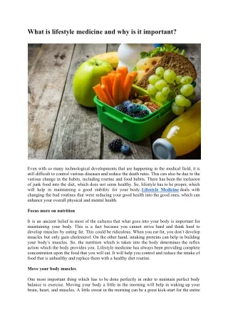 what is lifestyle medicine and why is it important