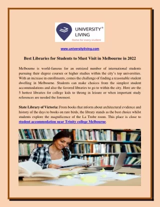 Best Libraries for Students to Must Visit in Melbourne in 2022