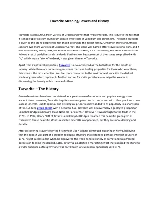 tsavorite meaning powers and history