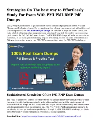 Polish Your Competencies With all the Assistance Of PMI-RMP Pdf Dumps
