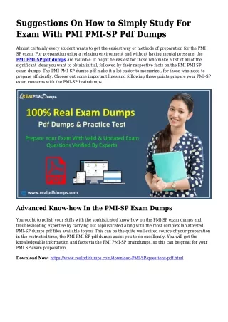 Precious Preparation Via the Help Of PMI-SP Dumps Pdf