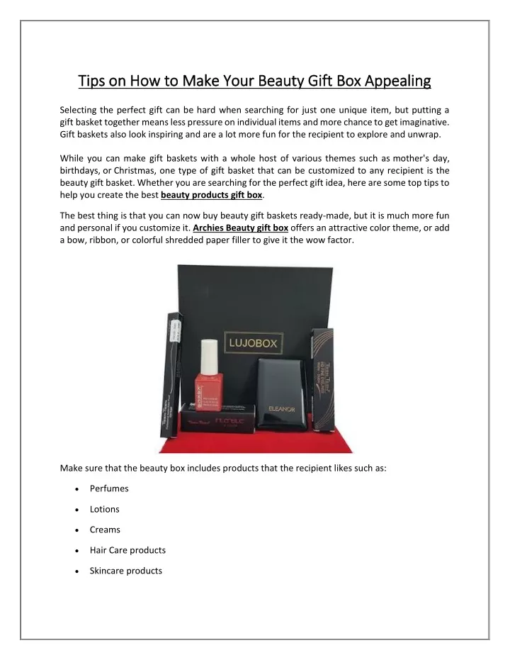 tips o tips on how to make your beauty gift
