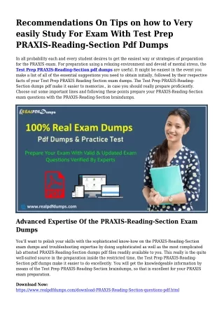 Viable Your Preparing As a result of PRAXIS-Reading-Section Pdf Dumps