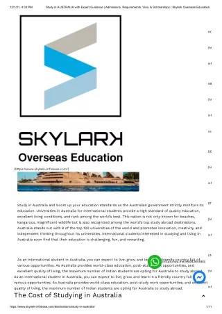 Study in AUSTRALIA with Expert Guidance _ Admissions, Requirements, Visa, & Scholarships _ Skylark Overseas Education