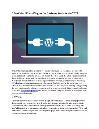 6 Best WordPress Plugins for Business Websites in 2021