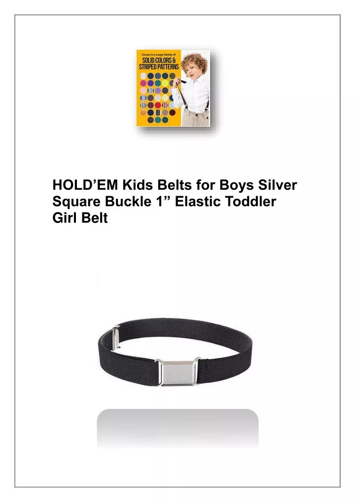 hold em kids belts for boys silver square buckle
