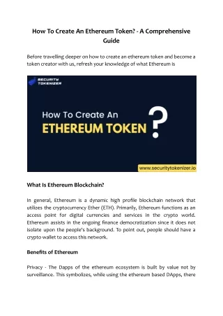how to create an ethereum token a comprehensive