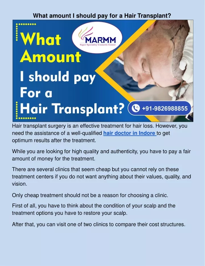 what amount i should pay for a hair transplant