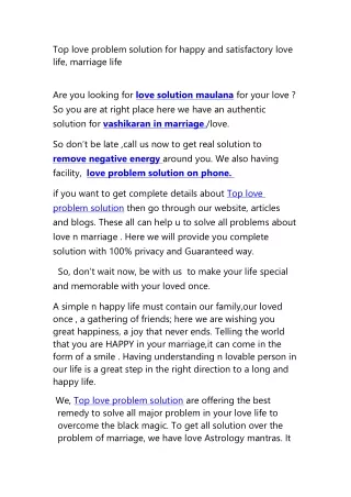 Top love problem solution for happy and satisfactory love life, marriage life