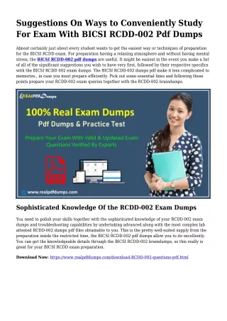 RCDD-002 PDF Dumps To Take care of Preparing Complications