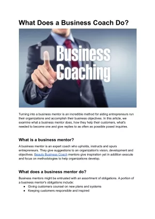 What Does a Business Coach Do