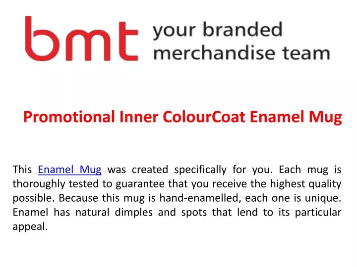 promotional inner colourcoat enamel mug