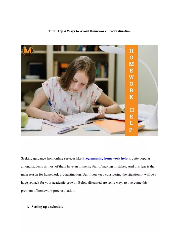 title top 4 ways to avoid homework procrastination