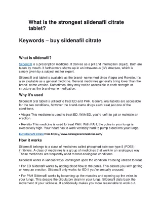what is the strongest sildenafil citrate tablet