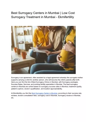 Best Surrogacy Centers in Mumbai _ Low Cost Surrogacy Treatment in Mumbai - Ekmifertility