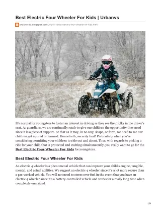 Best Electric Four Wheeler For Kids