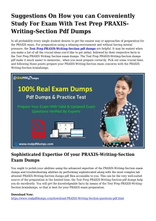 Sustainable PRAXIS-Writing-Section Dumps Pdf For Awesome Consequence