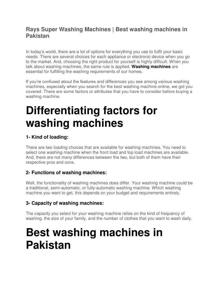 rays super washing machines best washing machines