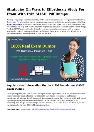 Polish Your Abilities Along with the Enable Of SIAMF Pdf Dumps