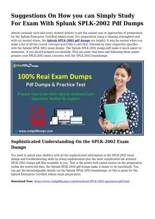 Worthwhile Planning From the Assistance Of SPLK-2002 Dumps Pdf