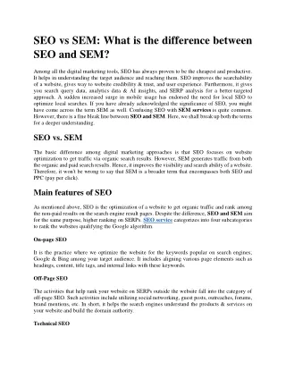 seo vs sem what is the difference between