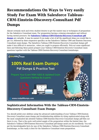 Feasible Your Preparing As a result of Tableau-CRM-Einstein-Discovery-Consultant