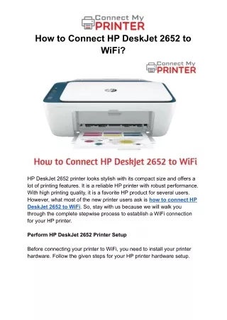 how to connect hp deskjet 2652 to wifi