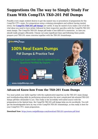 Feasible Your Planning As a result of TK0-201 Pdf Dumps