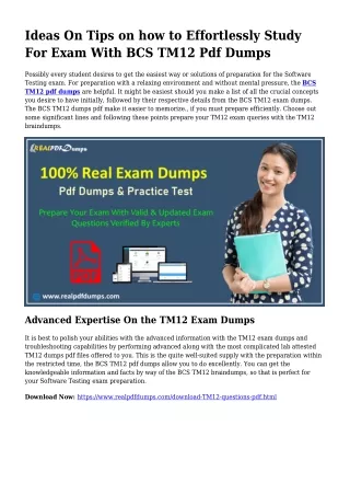 Feasible Your Preparation Through TM12 Pdf Dumps