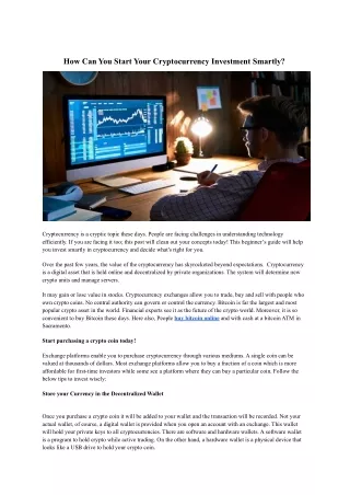 How Should You Begin Your Cryptocurrency Investment?