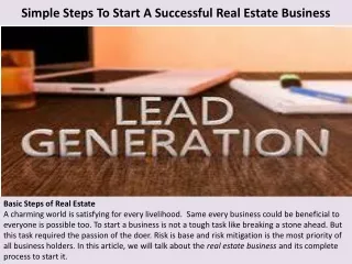 Simple Steps To Start A Successful Real Estate Business