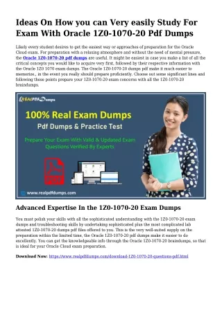 Polish Your Competencies Along with the Help Of 1Z0-1070-20 Pdf Dumps