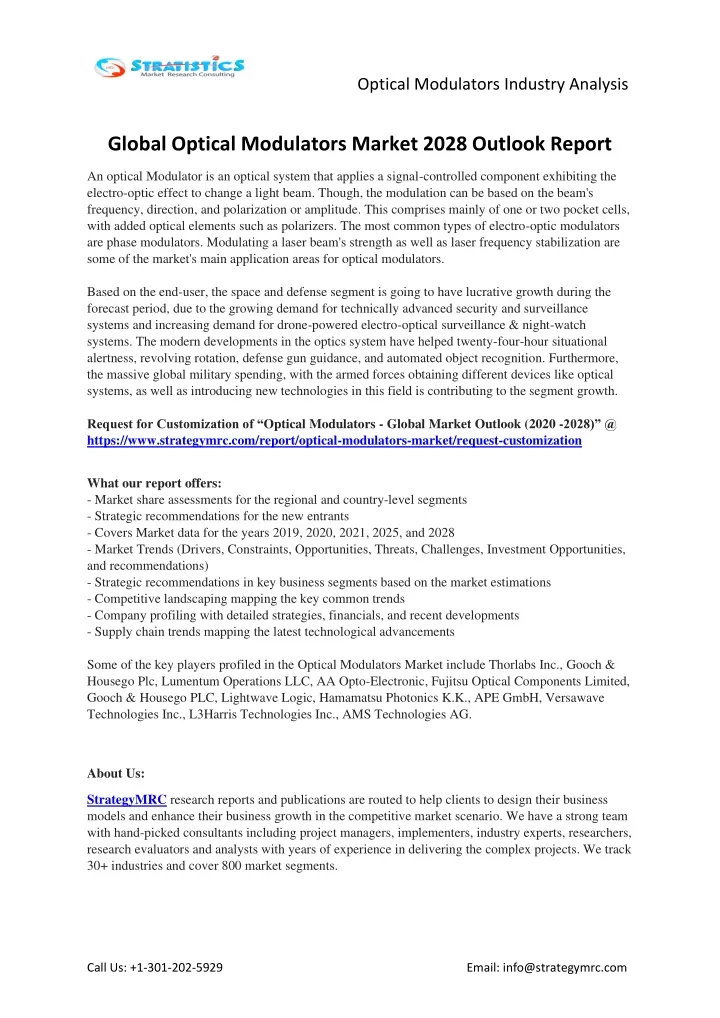 optical modulators industry analysis