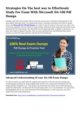 Feasible Your Preparing By means of DA-100 Pdf Dumps