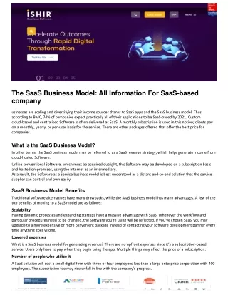 The SaaS Business Model: All Information For SaaS-based company