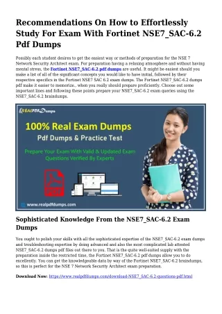 Sustainable NSE7_SAC-6.2 Dumps Pdf For Amazing Result